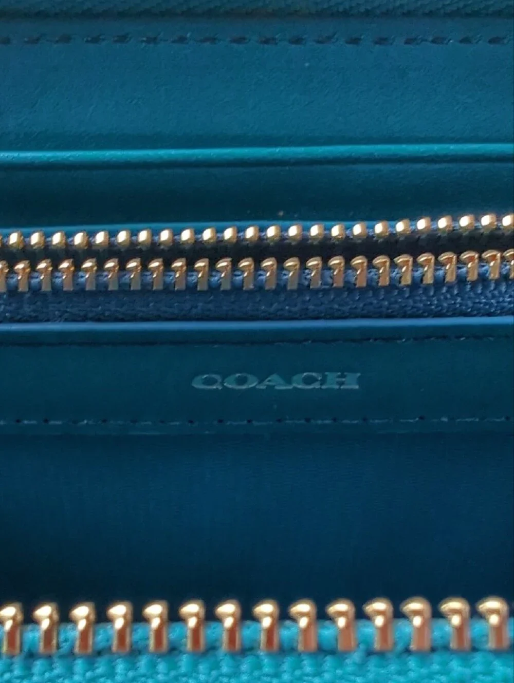 Coach Teal Zip-Around Wristlet Wallet